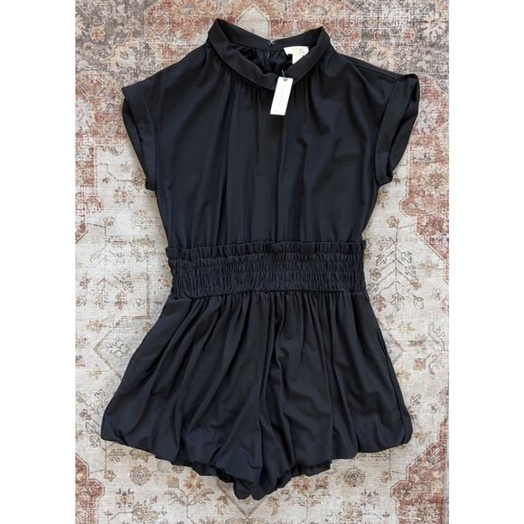 Maeve by Anthropologie Cap-Sleeve Bloomer Romper Smocked Waist Size L - Picture 2 of 7